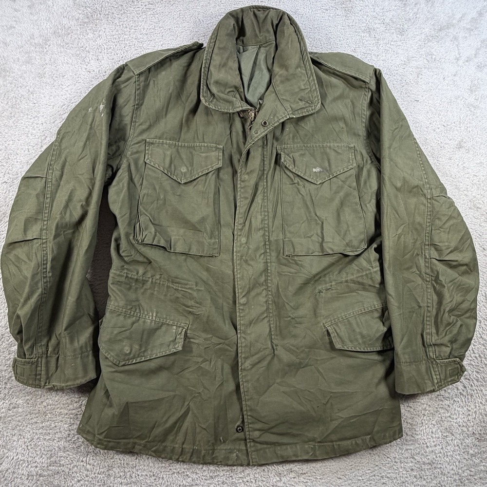 Vintage Military Jacket Mens Small Green Cold Weather Field Coat OG 107 80s